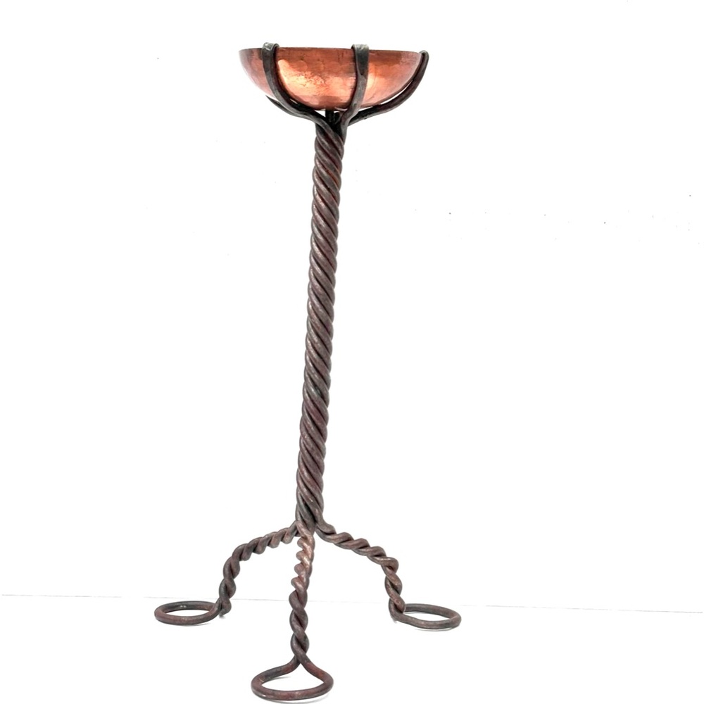 Vintage Twisted Iron and Copper Candlestick!